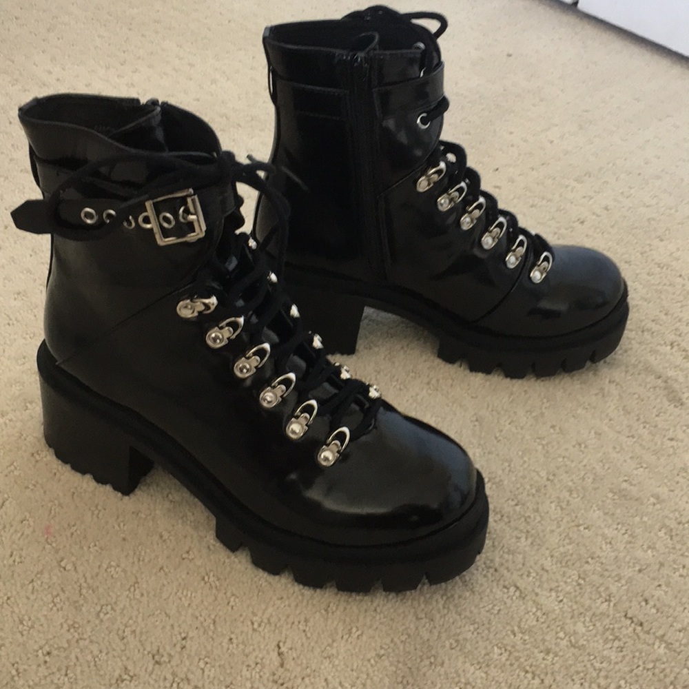 Jeffrey Campbell Czech combat platform boots 10